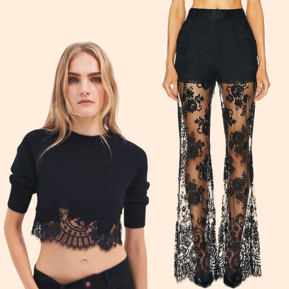 MONSE Black Lace Pant Set